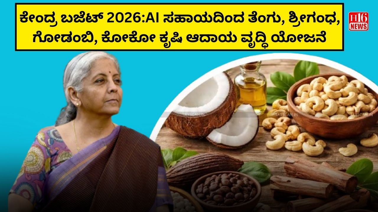 ಕೇಂದ್ರ ಬಜೆಟ್ 2026:AI ಸಹಾಯದಿಂದ ತೆಂಗು, ಶ್ರೀಗಂಧ, ಗೋಡಂಬಿ, ಕೋಕೋ ಕೃಷಿ ಆದಾಯ ವೃದ್ಧಿ ಯೋಜನೆ