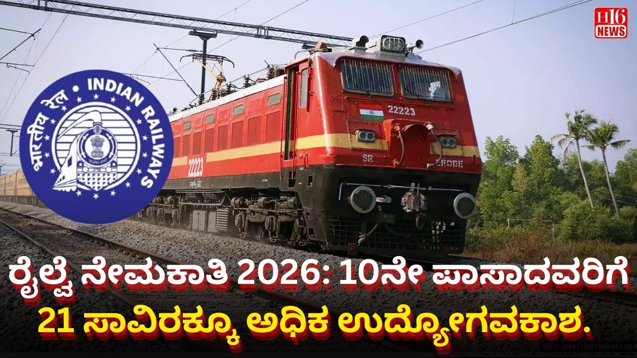 ರೈಲ್ವೆ ನೇಮಕಾತಿ 2026: 10ನೇ ಪಾಸಾದವರಿಗೆ 21 ಸಾವಿರಕ್ಕೂ ಅಧಿಕ ಉದ್ಯೋಗವಕಾಶ