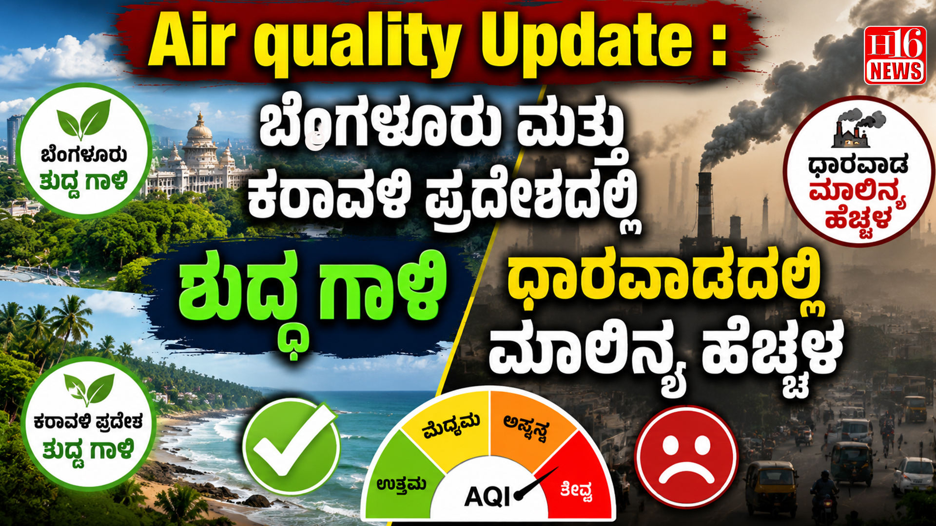 Air quality Update : ಬೆಂಗಳೂರು ಮತ್ತು ಕರಾವಳಿ ಪ್ರದೇಶದಲ್ಲಿ ಶುದ್ಧ ಗಾಳಿ, ಧಾರವಾಡದಲ್ಲಿ ಮಾಲಿನ್ಯ ಹೆಚ್ಚಳ