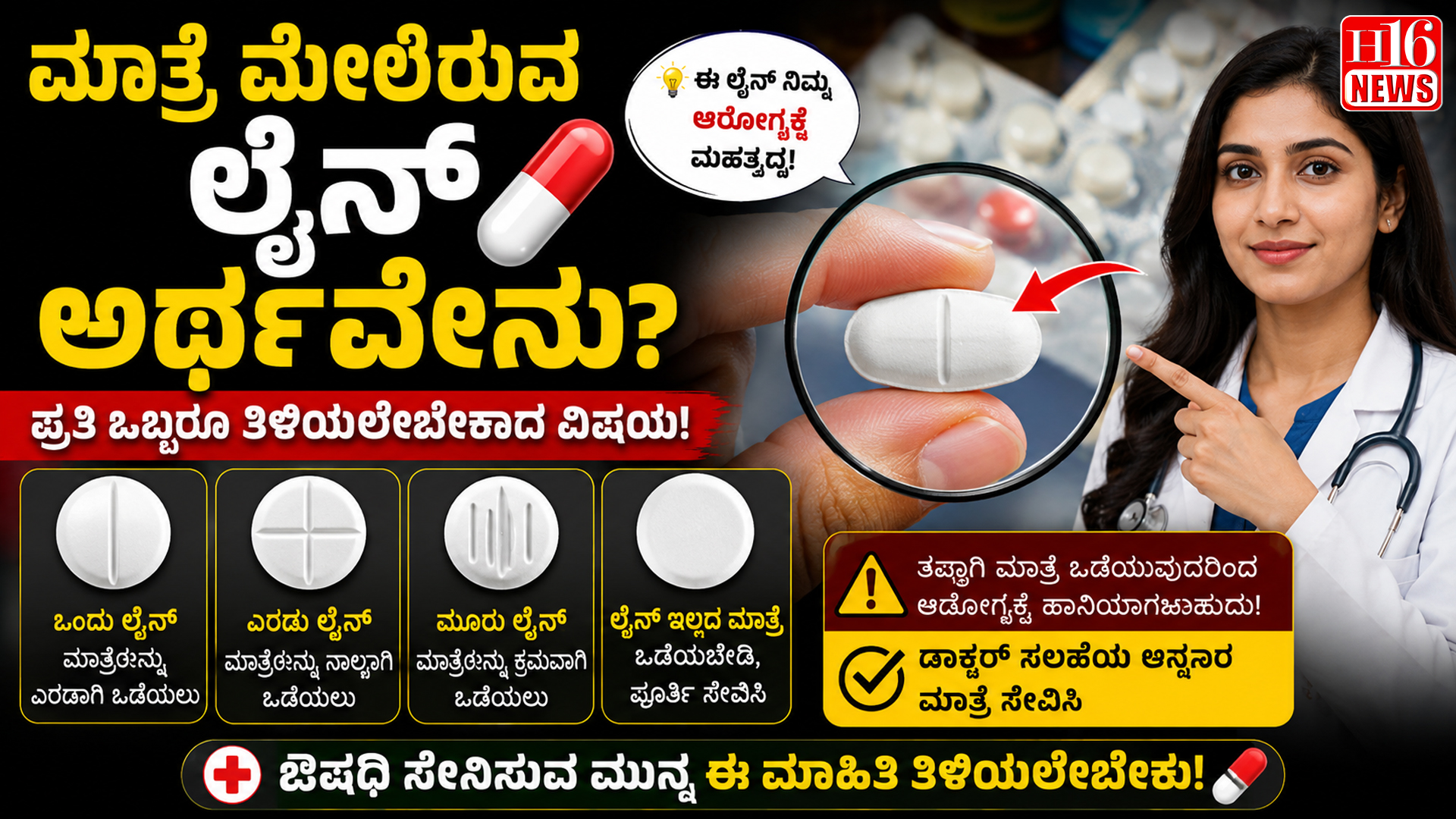 ಮಾತ್ರೆ ಮೇಲಿರುವ ಲೈನ್💊 ಅರ್ಥವೇನು? ಔಷಧಿ ಸೇವಿಸುವ ಮುನ್ನ ತಿಳಿಯಲೇಬೇಕಾದ ಮಾಹಿತಿ