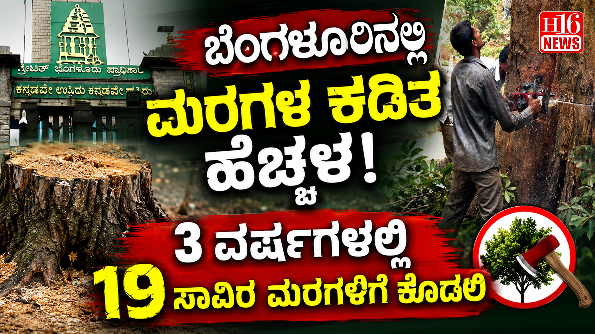ಬೆಂಗಳೂರಿನಲ್ಲಿ ಮರಗಳ ಕಡಿತ ಹೆಚ್ಚಳ : ಮೂರು ವರ್ಷಗಳಲ್ಲಿ 19 ಸಾವಿರ ಮರಗಳಿಗೆ ಕೊಡಲಿ