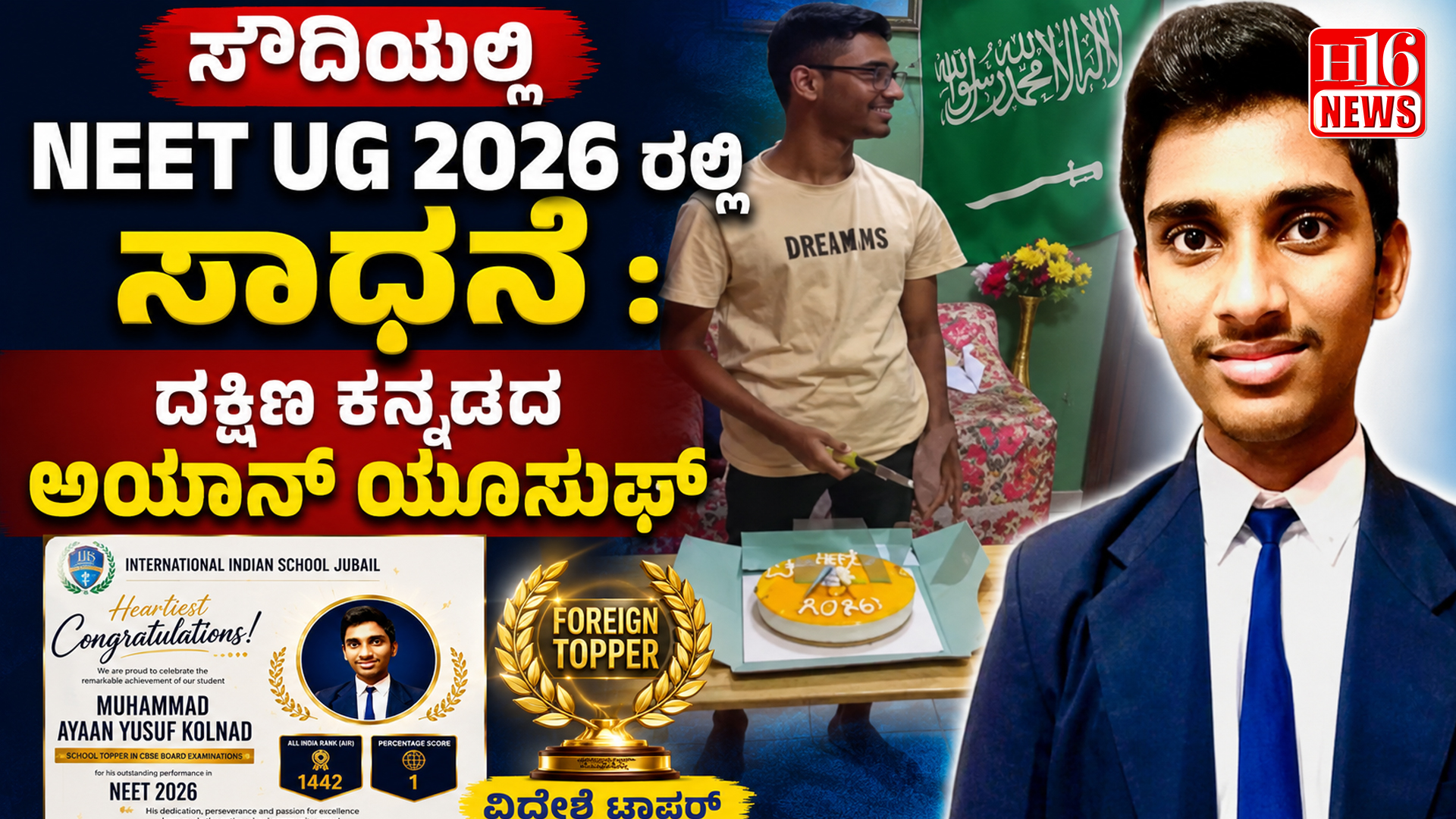 ಸೌದಿಯಲ್ಲಿ NEET UG 2026 ರಲ್ಲಿ ಸಾಧನೆ : ದಕ್ಷಿಣ ಕನ್ನಡದ ಅಯಾನ್ ಯೂಸುಫ್ ವಿದೇಶಿ ಟಾಪರ್