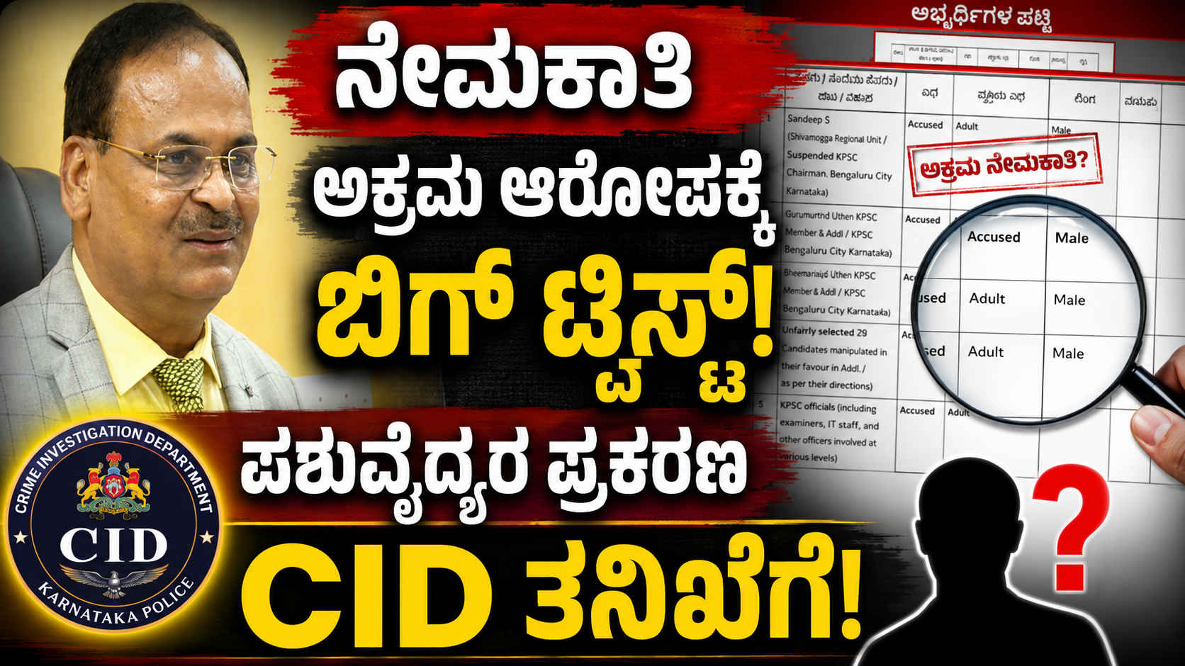 ನೇಮಕಾತಿ ಅಕ್ರಮ ಆರೋಪಕ್ಕೆ ಬಿಗ್ ಟ್ವಿಸ್ಟ್: ಪಶುವೈದ್ಯರ ಪ್ರಕರಣ CID ತನಿಖೆಗೆ
